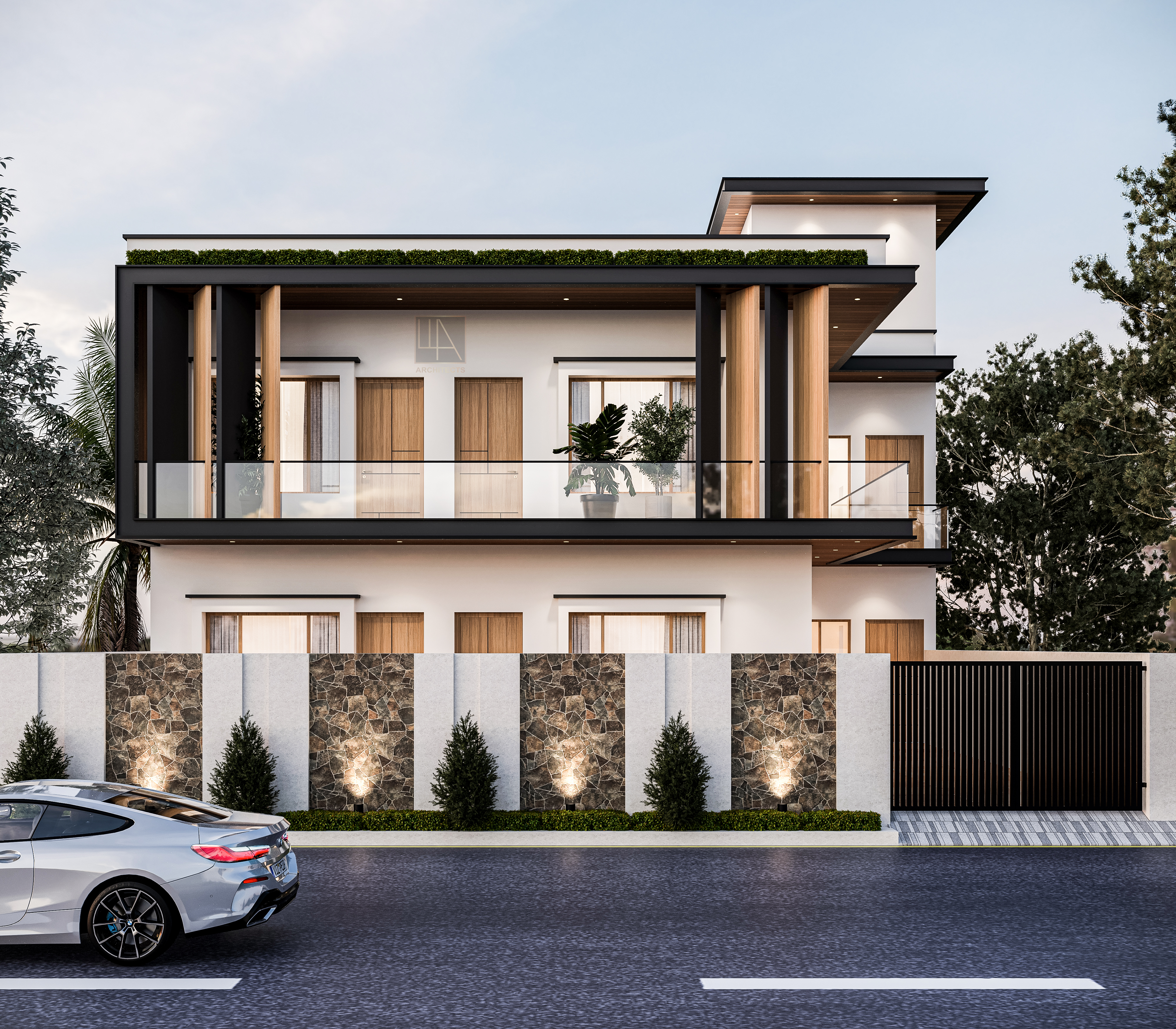 Exterior View in 3D Visualization at Arch Fusion Architects